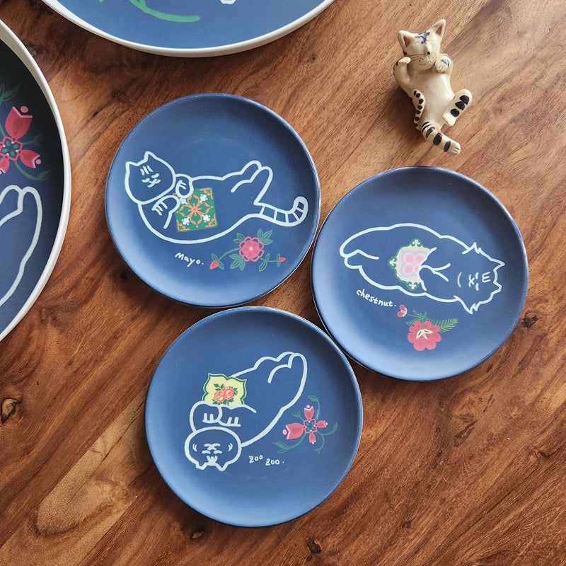 Peranakan Flora & Kitties Mini Bamboo Plates