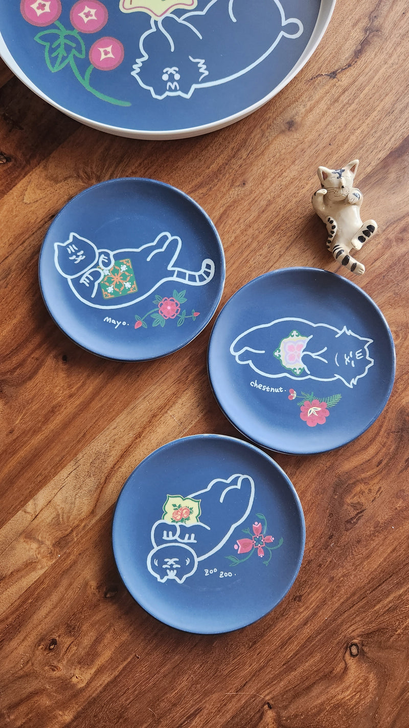 Peranakan Flora & Kitties Mini Bamboo Plates