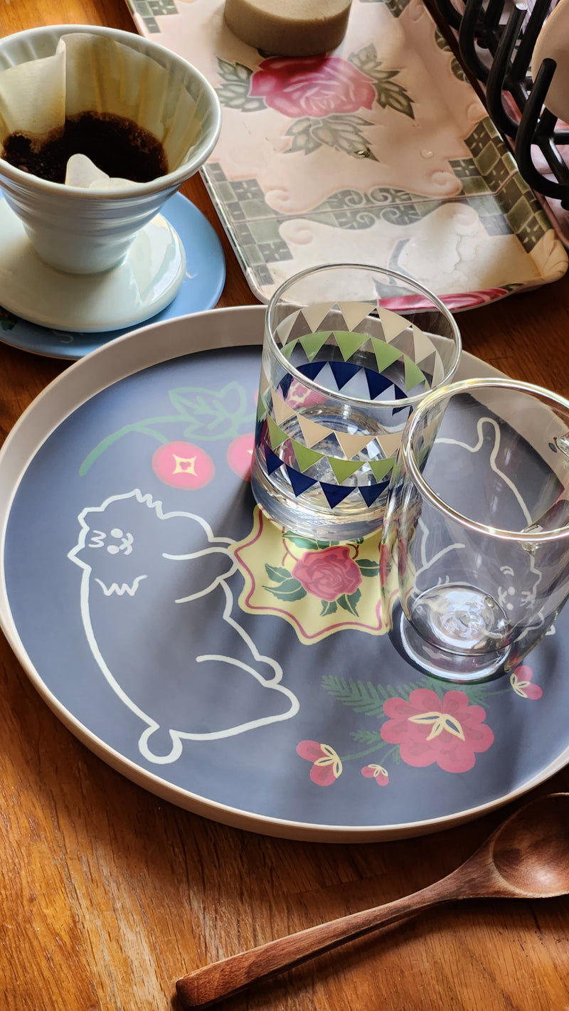 Peranakan Flora & Kitties - Twin Cats Bamboo Tray