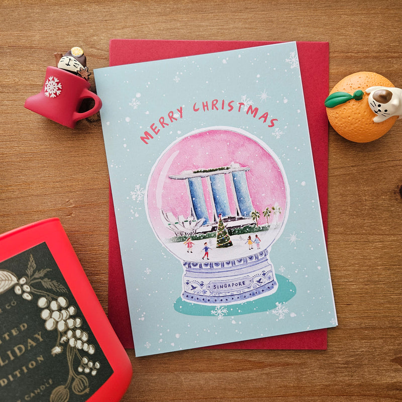 Snow Globe Singapore Christmas Greeting Card