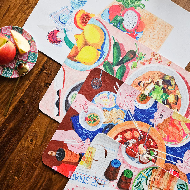 PU Leather Placemat Singapore Theme