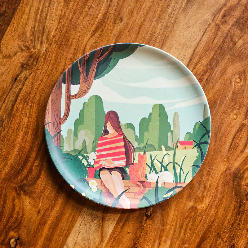 Artsy Girls & their Cats 8" Bamboo Plates