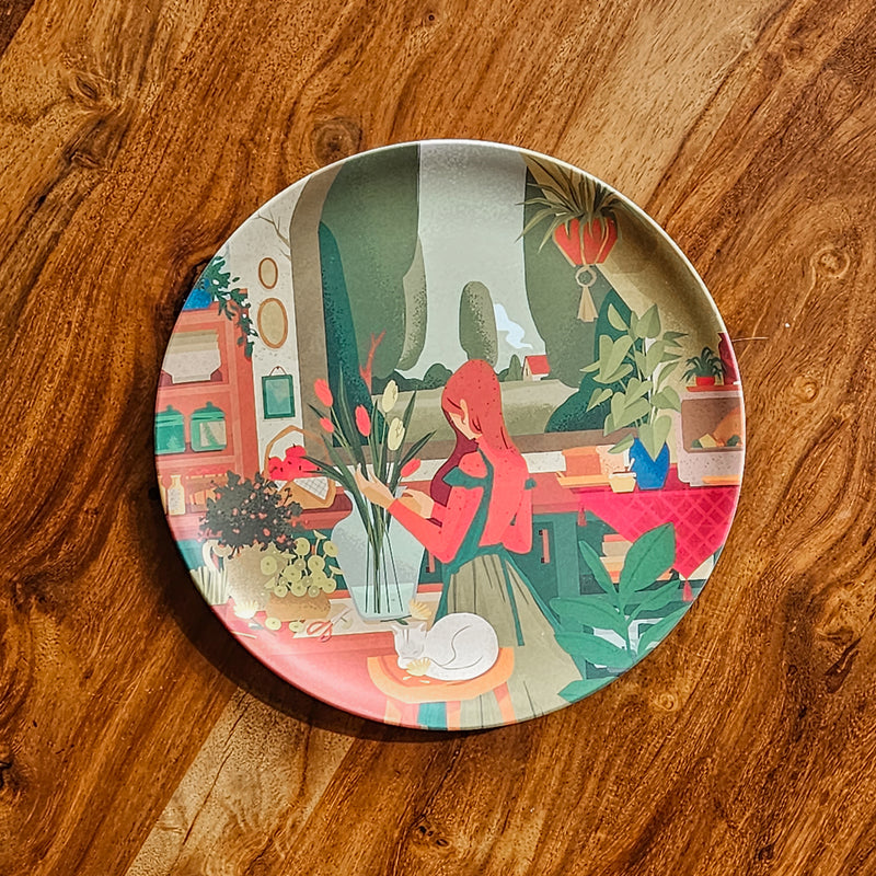 Artsy Girls & their Cats 8" Bamboo Plates