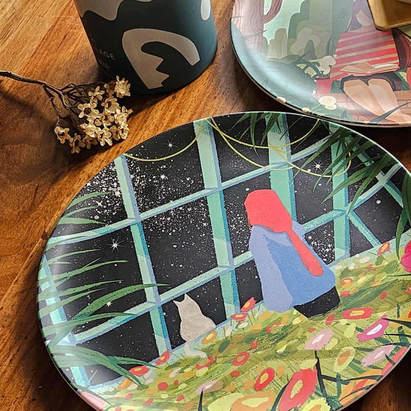 Artsy Girls & their Cats 8" Bamboo Plates