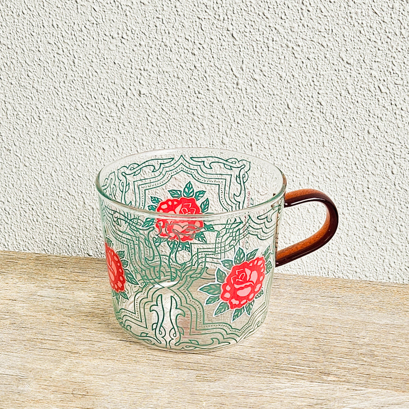 Classic Rose Peranakan Tile Glass Mug