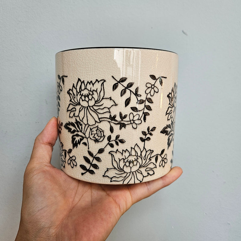 Ceramic Pot with rose print