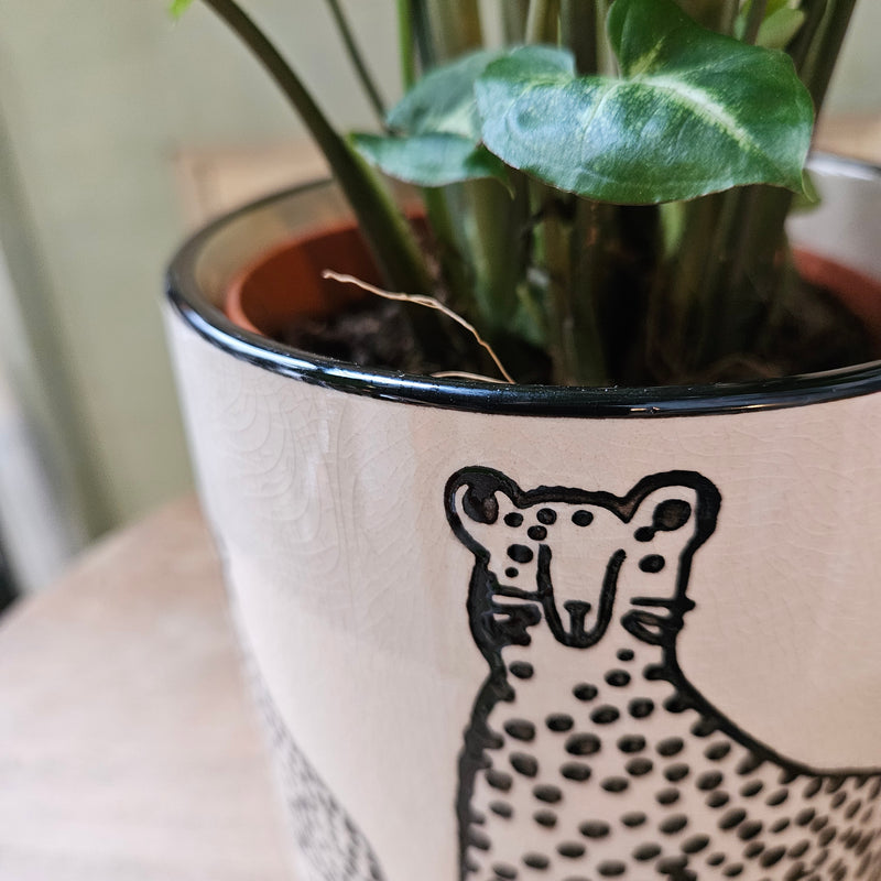 Ceramic Pot with leopard print