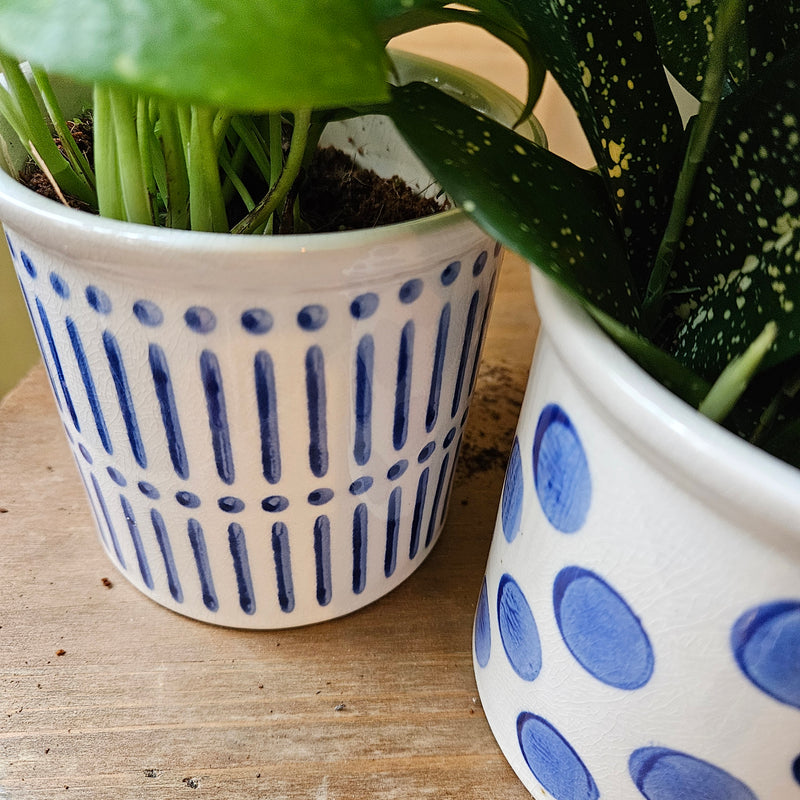 Ceramic Pot with blue print