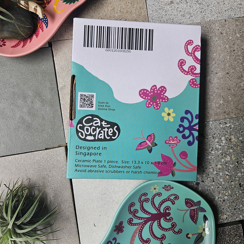 Batik & Kitty Ceramic Plate - Purple Flora Motif