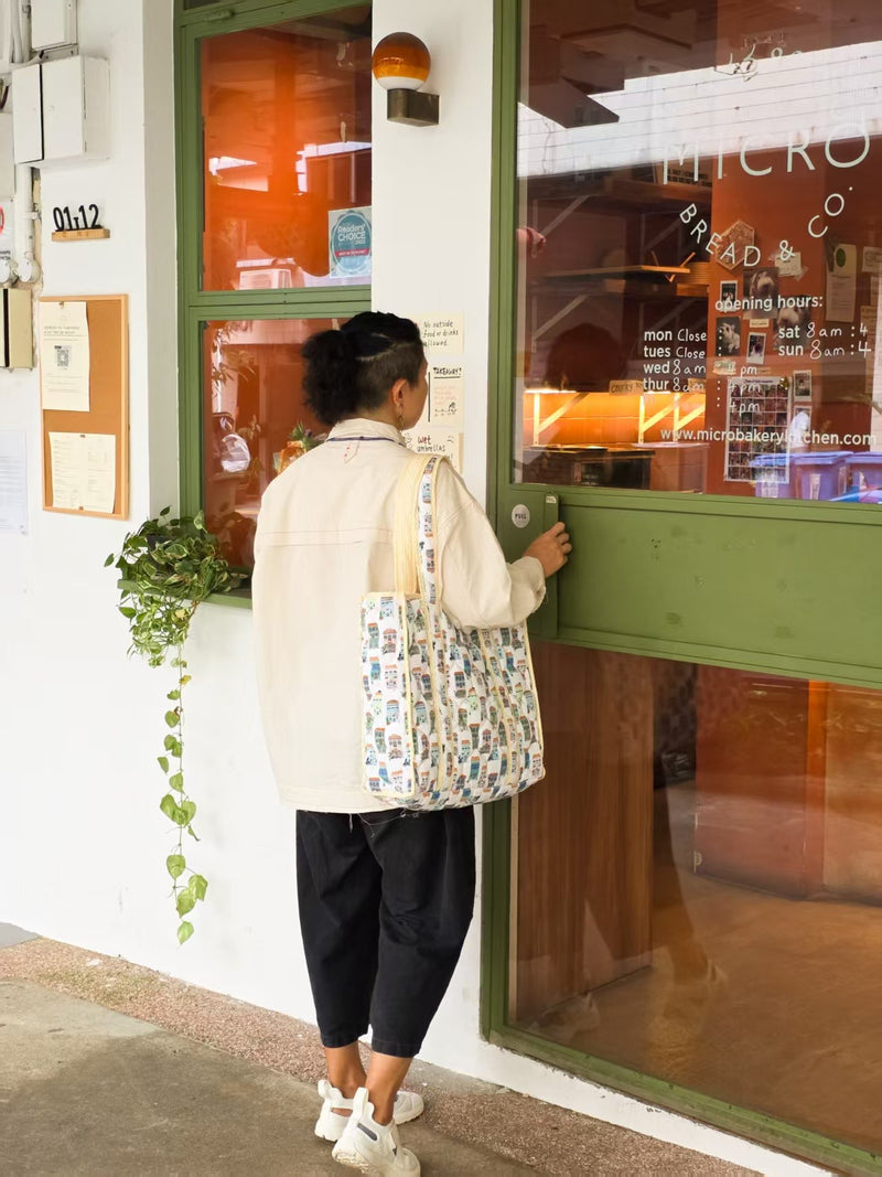 Peranakan Shophouse Carryall Puffer Quilted Tote Bag