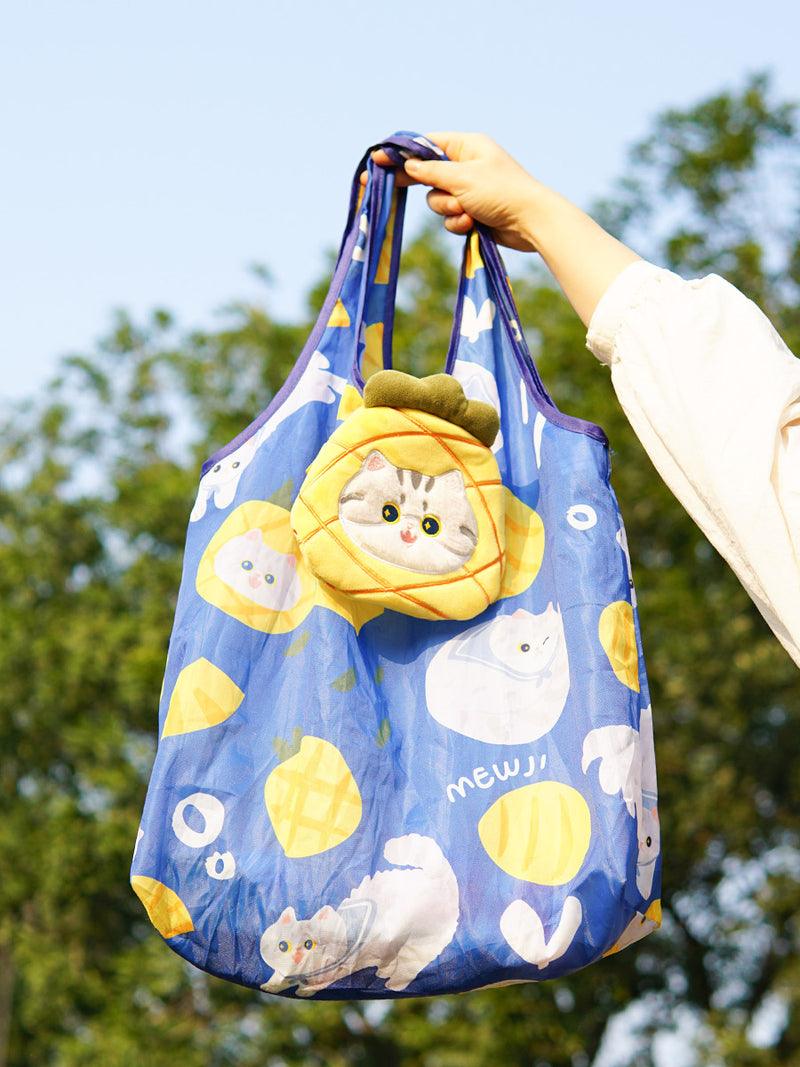 Fluffy Kitty Face Shopper Bag Pineapple