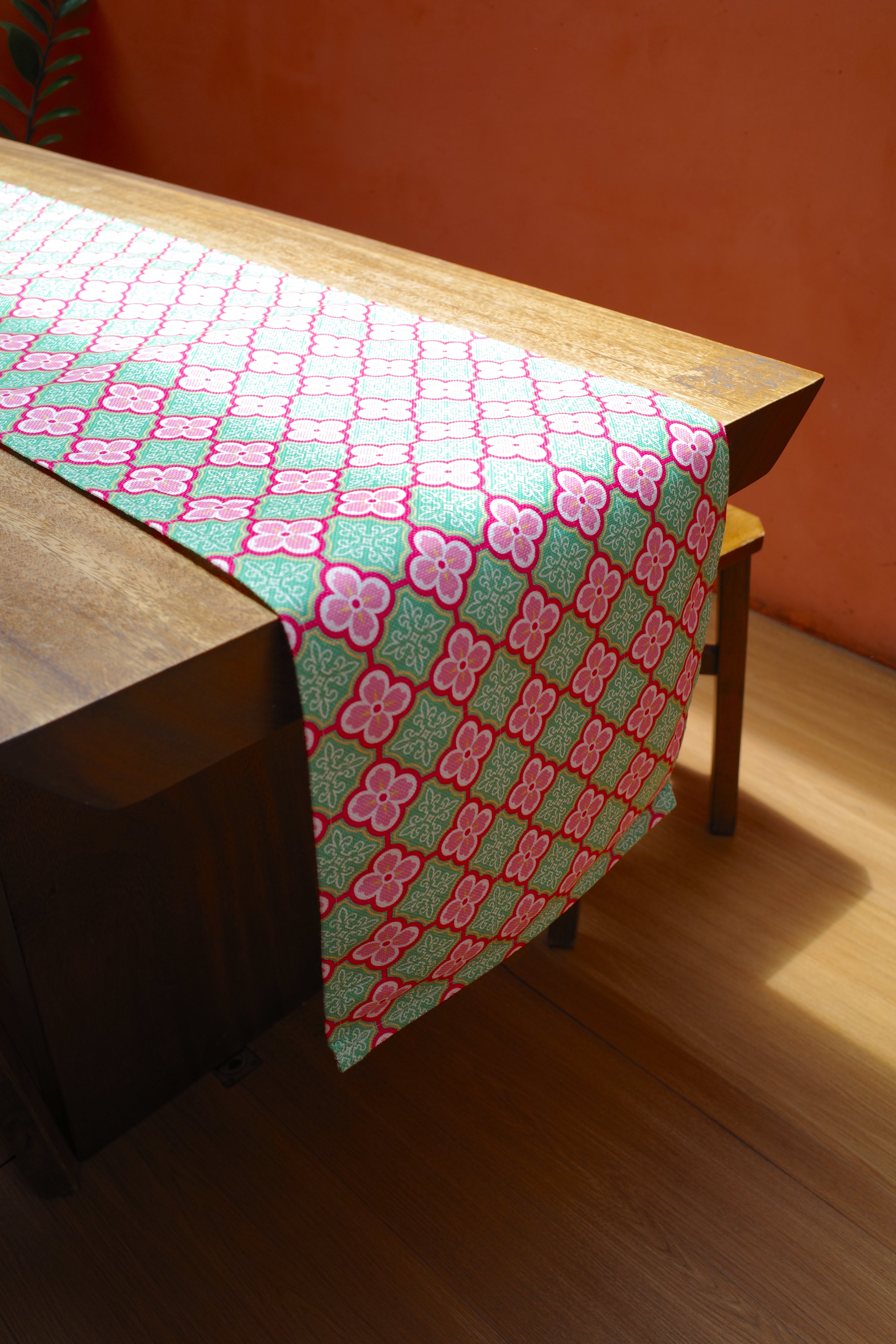 Peranakan Tile Table Runner in Plum Blossom – Cat Socrates Online