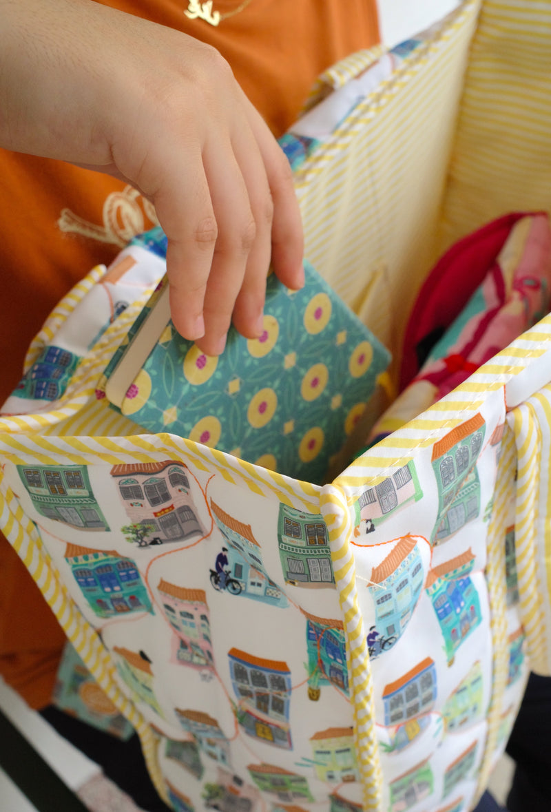 Peranakan Shophouse Carryall Puffer Quilted Tote Bag