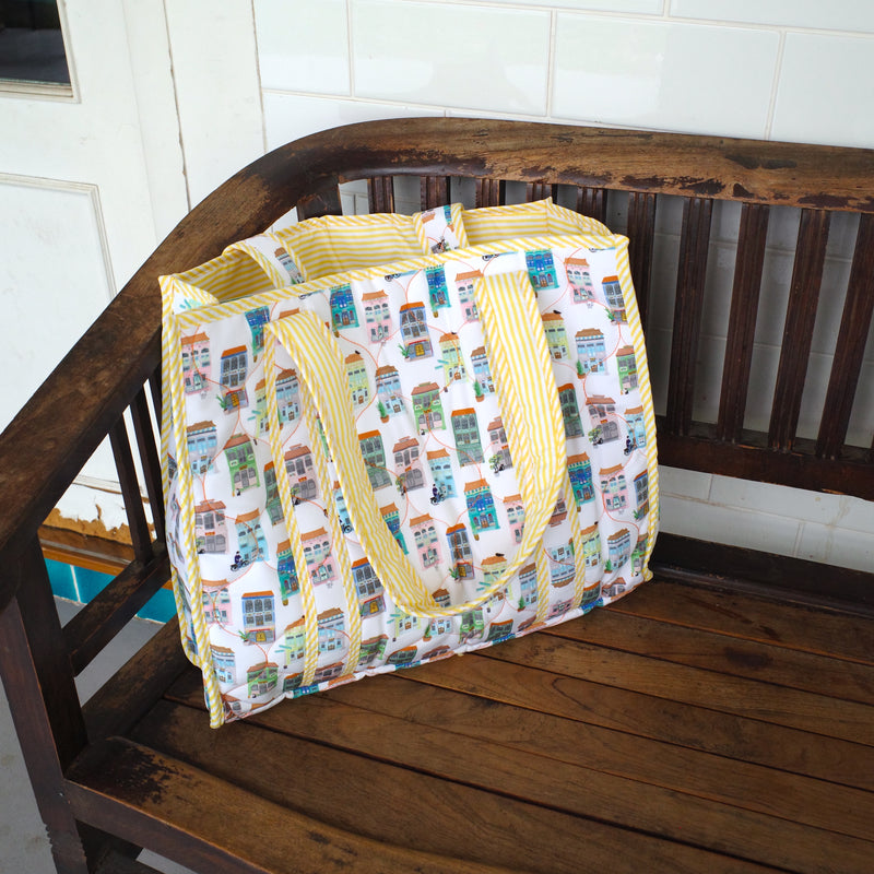 Peranakan Shophouse Carryall Quilted Tote Bag