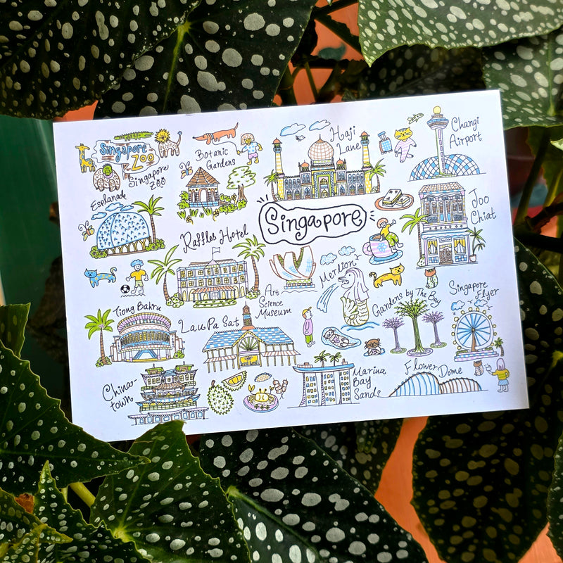 Walk Around Singapore Postcard