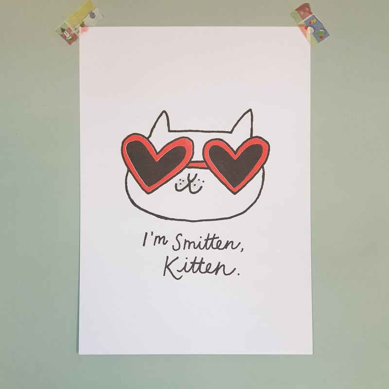 A3 Smitten Kitten Riso Print
