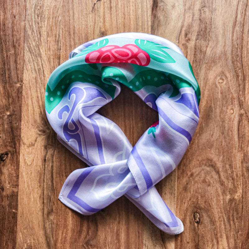 Rose Tile Silk Scarf - Grey