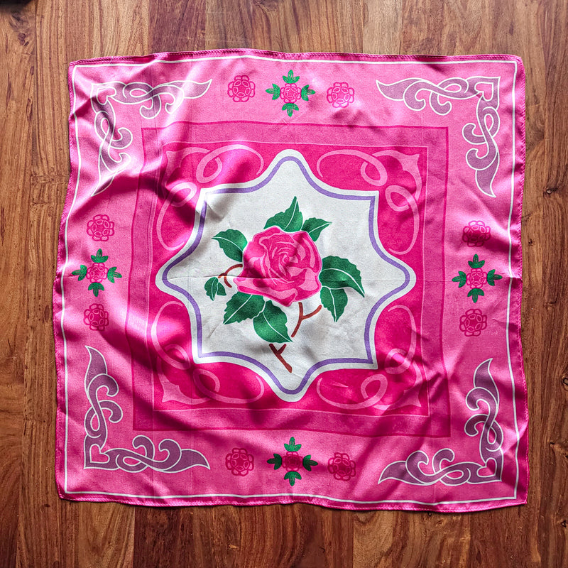 Rose Tile Silk Scarf - Pink