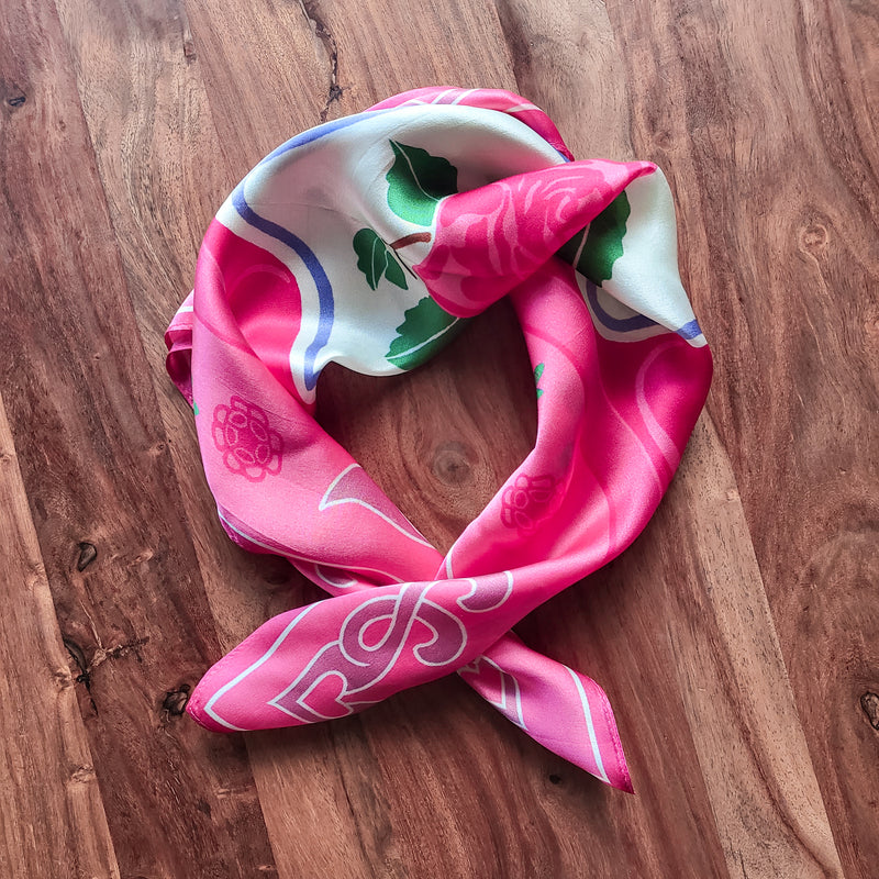 Rose Tile Silk Scarf - Pink