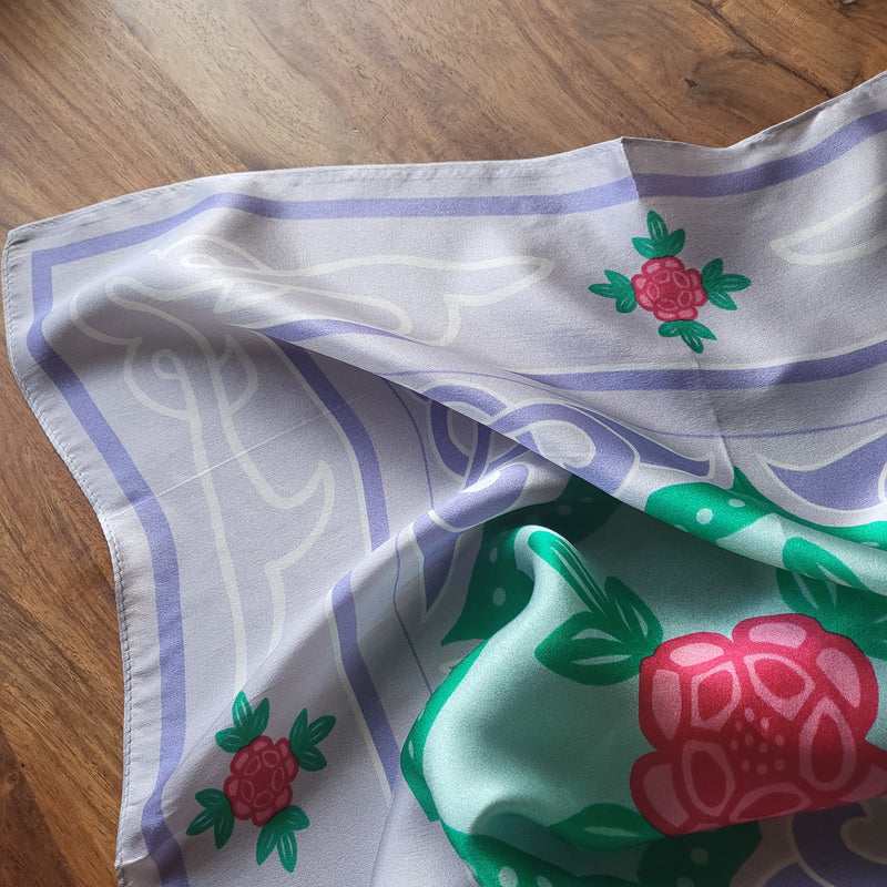 Rose Tile Silk Scarf - Grey
