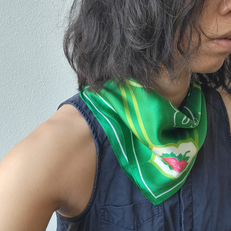 Rose Tile Silk Scarf - Green