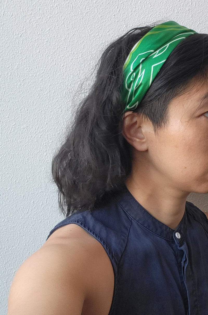 Rose Tile Silk Scarf - Green