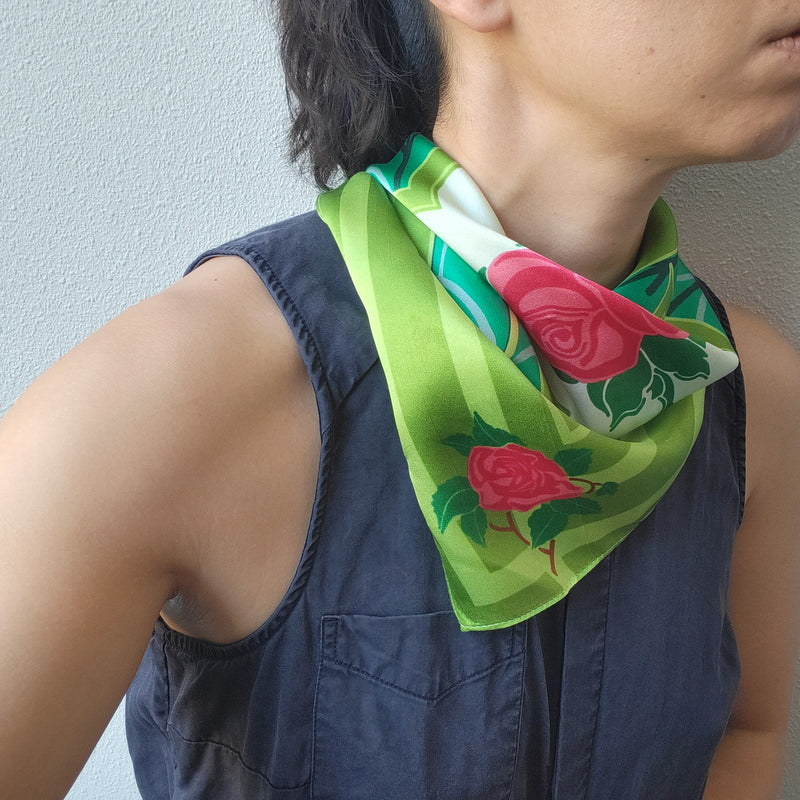 Rose Tile Silk Scarf - Meadow Green