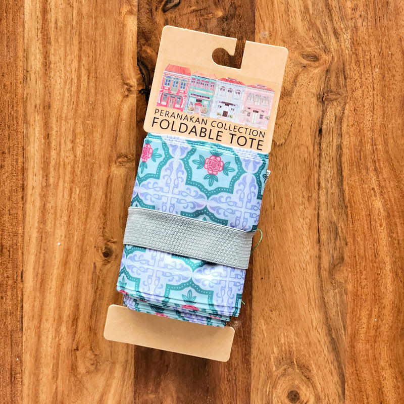Instantly Fold Shopper Bag Grey Rose Tile