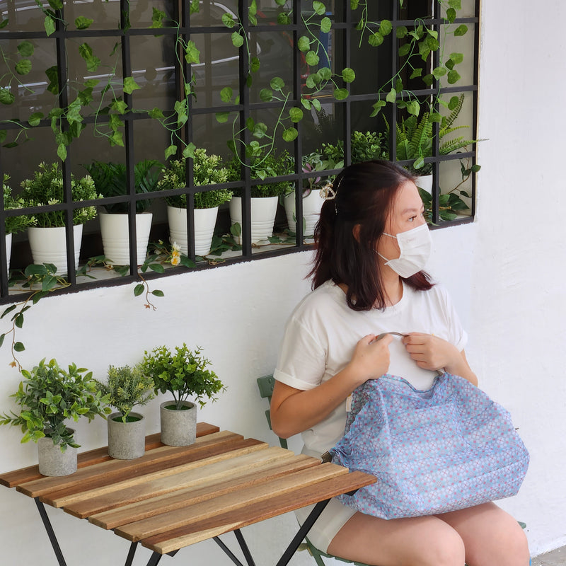 Instantly Fold Shopper Bag Mint Tile