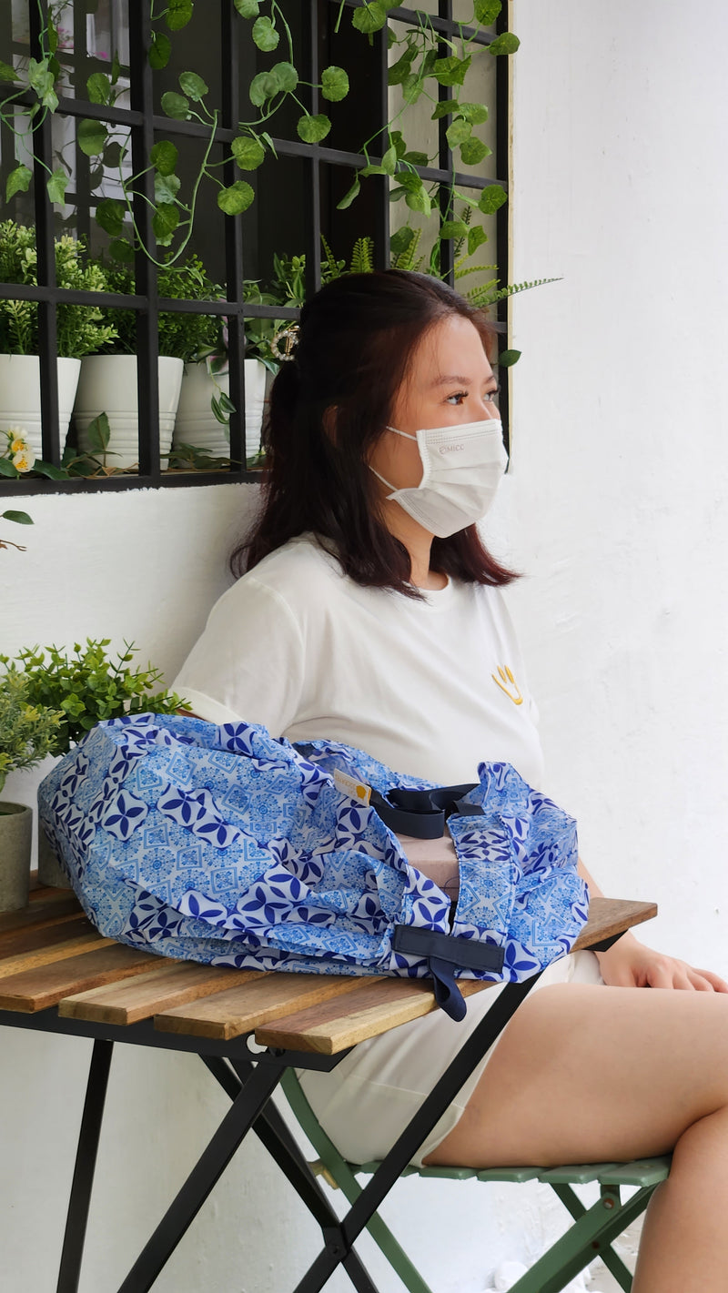 Instantly Fold Shopper Bag Mix Blue Tile
