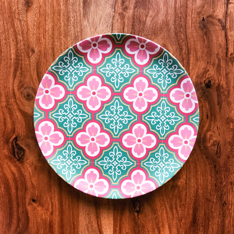 Peranakan Tile Bamboo Plate - Plum Blossom