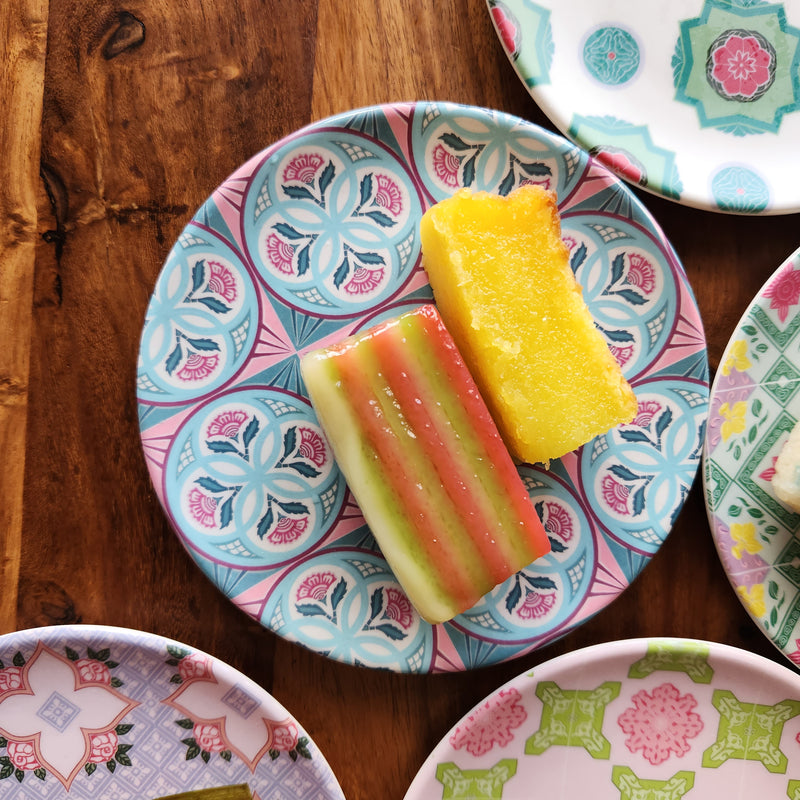 Peranakan Tile Bamboo Plate - 4 Circle flower