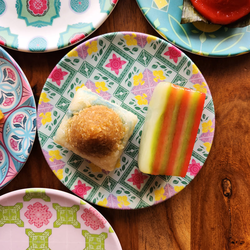 Peranakan Tile Bamboo Plate - Square flowers