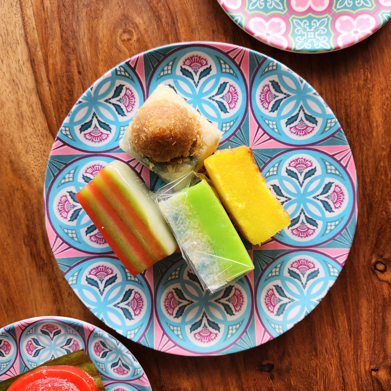 Peranakan Tile Bamboo Plate - 4 Circle flower