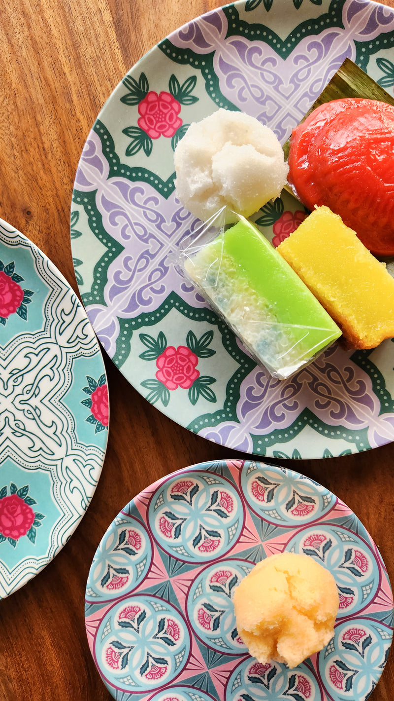 Peranakan Tile Bamboo Plate - Grey Rose