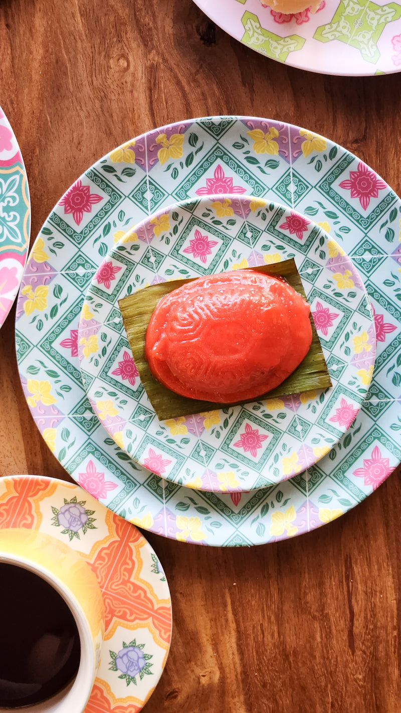 Peranakan Tile Bamboo Plate - Square flowers