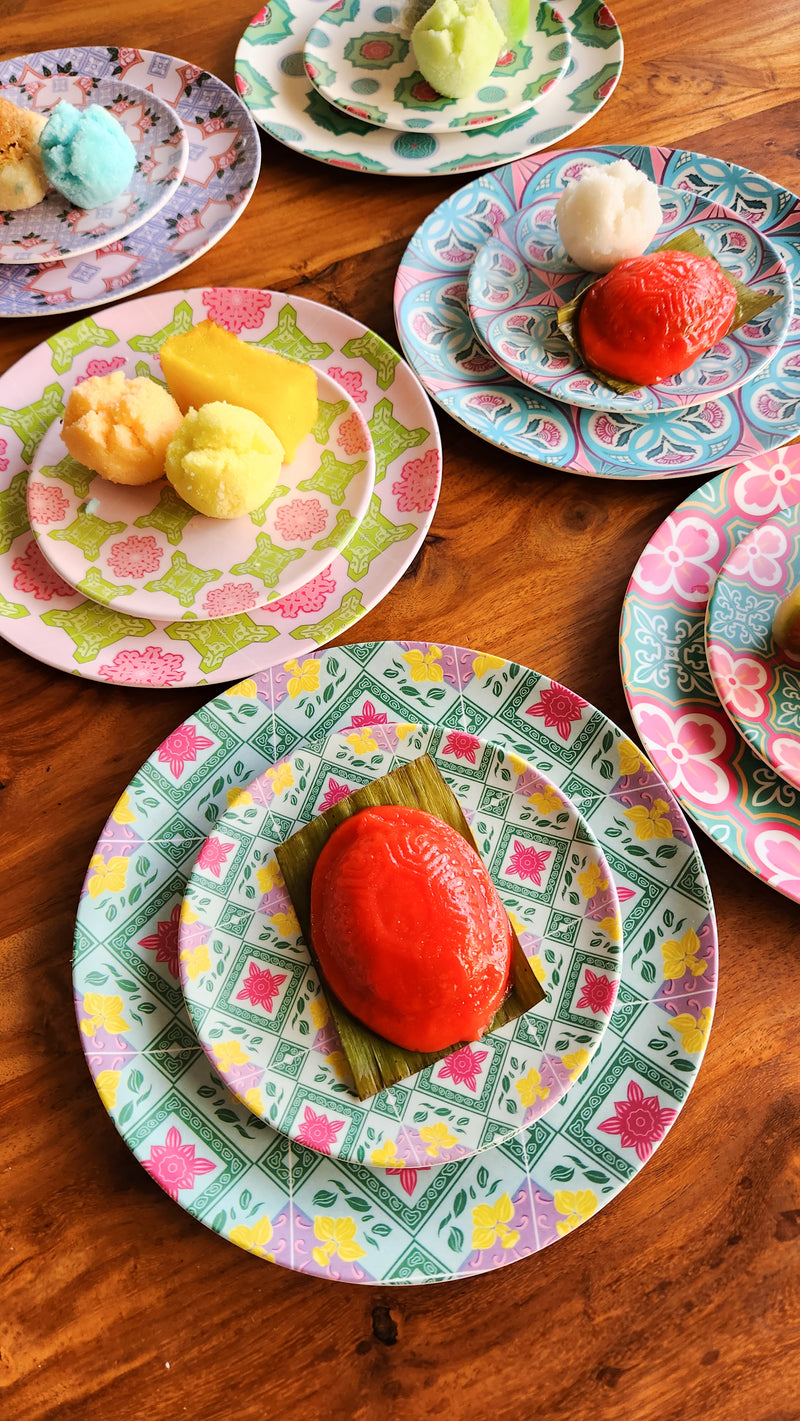 Peranakan Tile Bamboo Plate - Square flowers