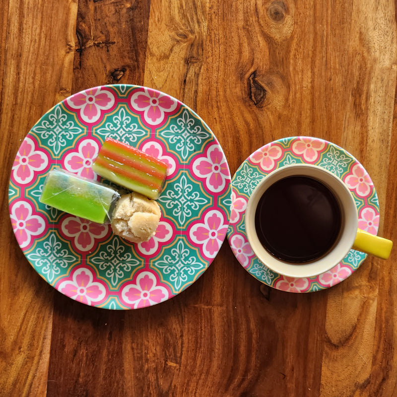 Peranakan Tile Bamboo Plate - Plum Blossom