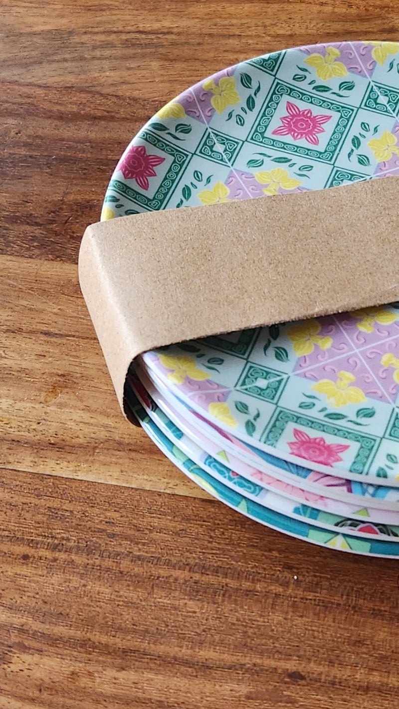 Peranakan Tile Bamboo Plate - Square flowers