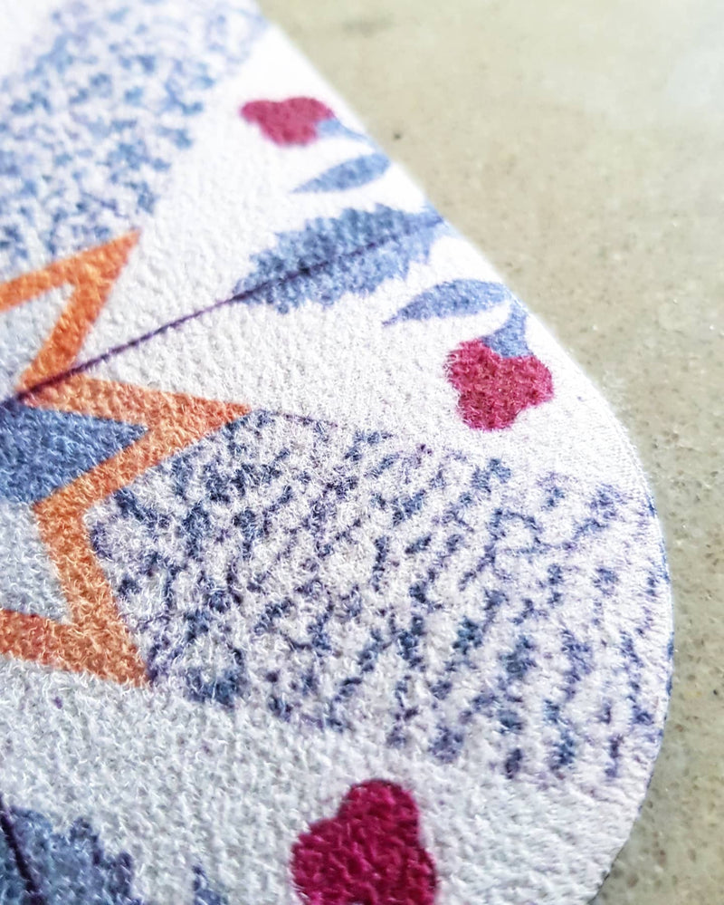 Vegan Suede Yoga Mat - Peranakan Tile Blue cross