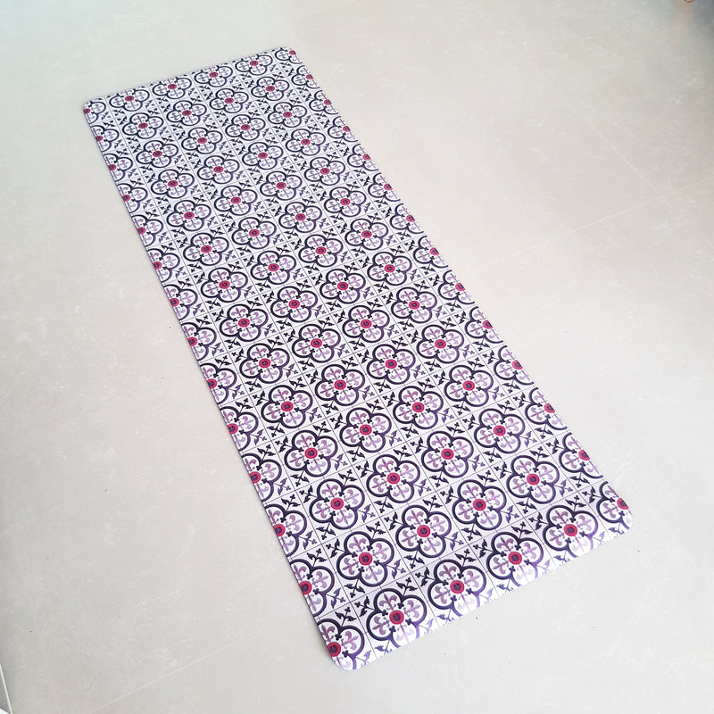 Vegan Suede Yoga Mat - Peranakan tile Brownie