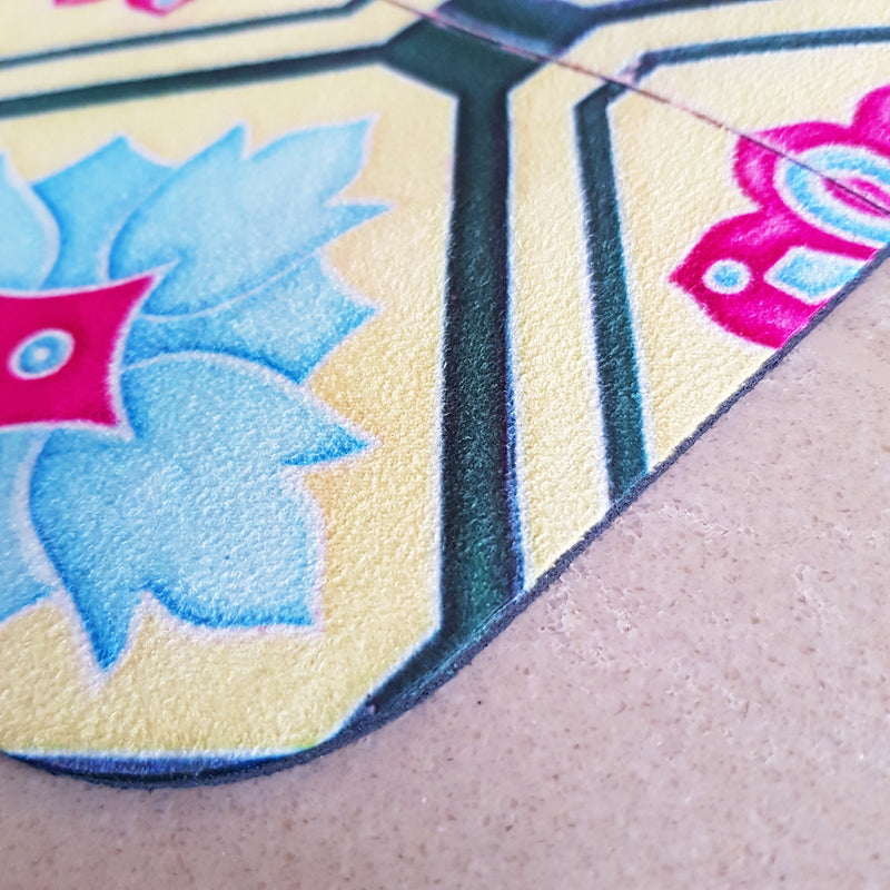 Vegan Suede Yoga Mat - Peranakan Yellow Tile