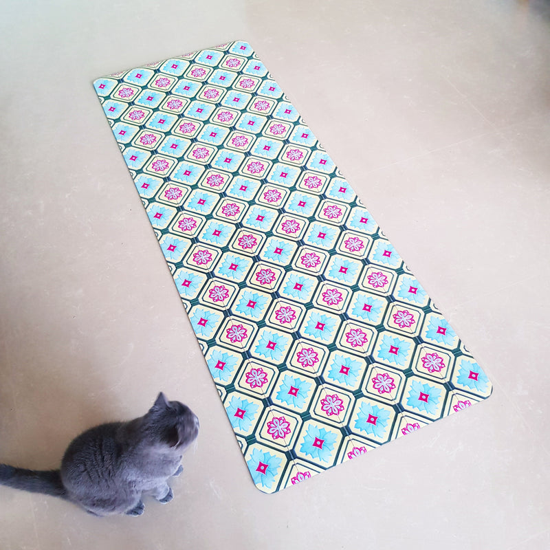 Vegan Suede Yoga Mat - Peranakan Yellow Tile