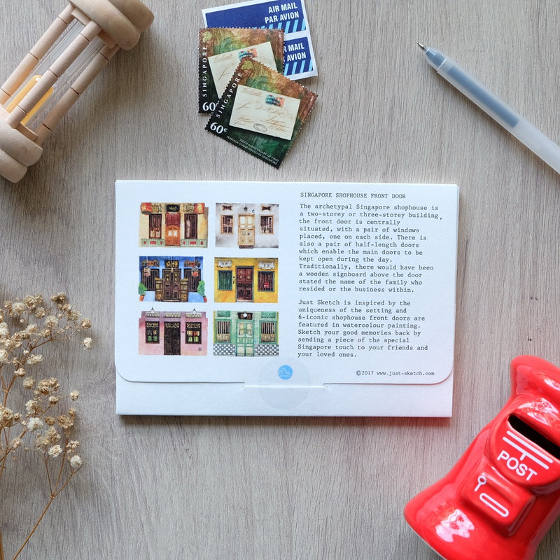 Singapore Shophouse Front Door Postcard Set