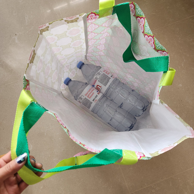 Peranakan Tile Printed Beach Bag - Plum