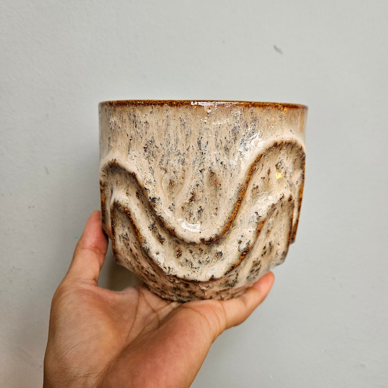 Ceramic Natural Stone Finishing Pot With Wave patterns