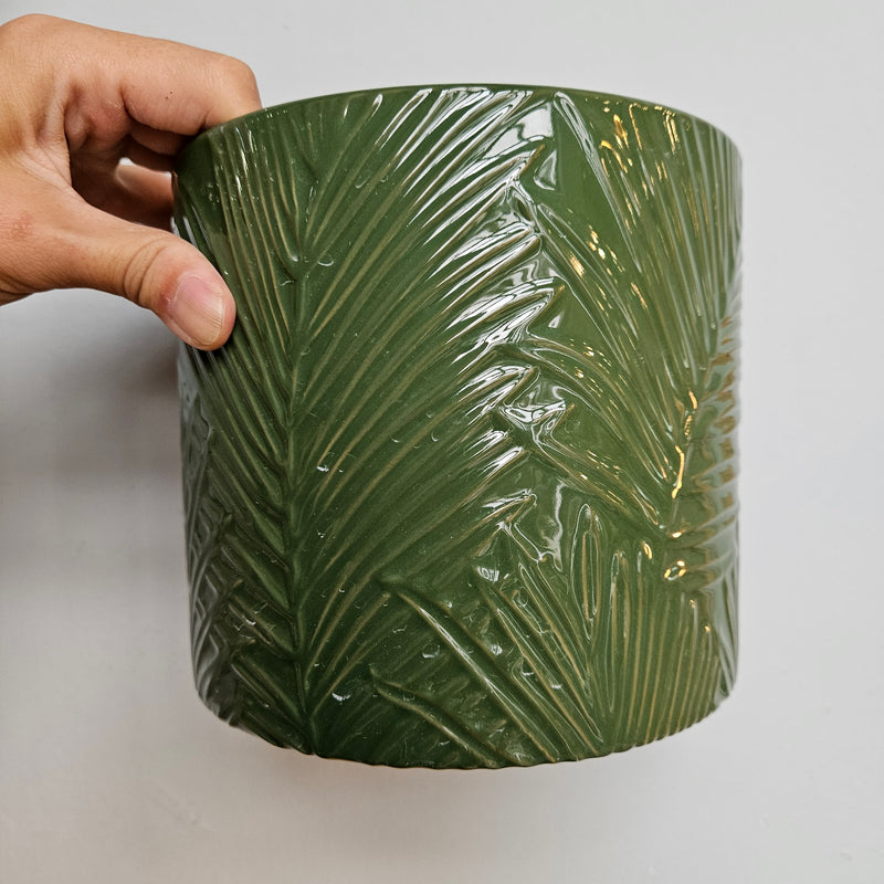Ceramic Embossed leave pattern Pot