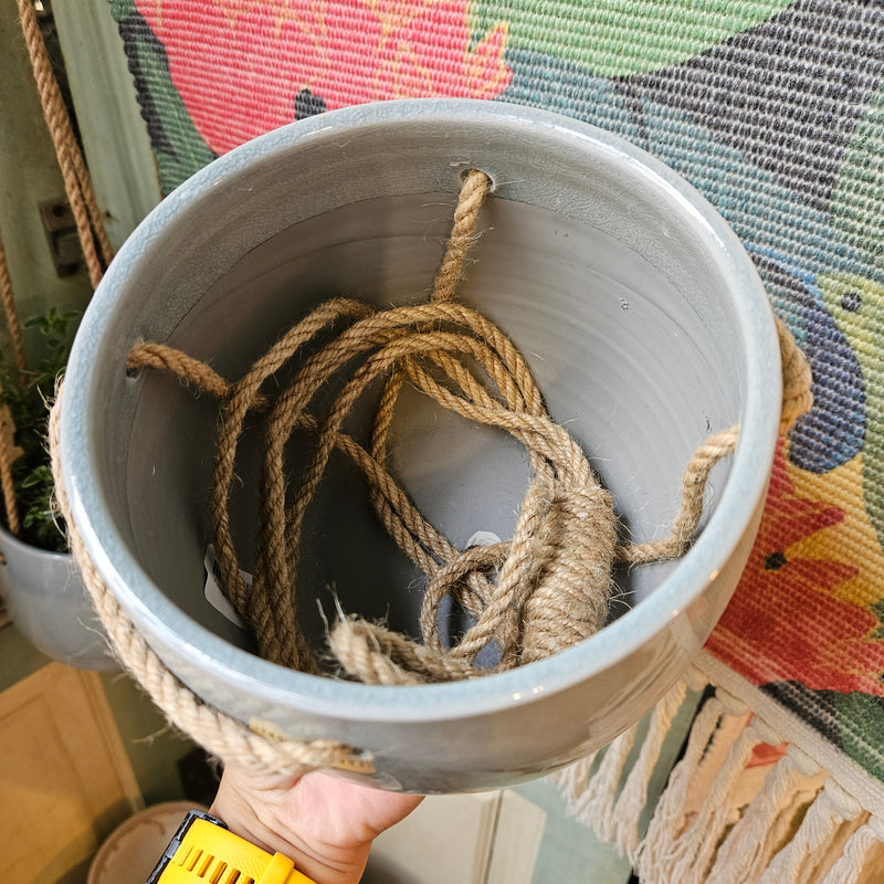 Ceramic hanging Pot with linen string