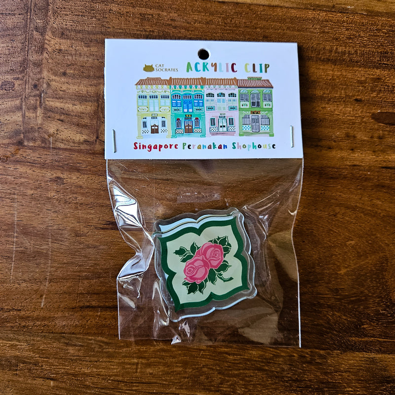 Peranakan Tile Acrylic Clip set