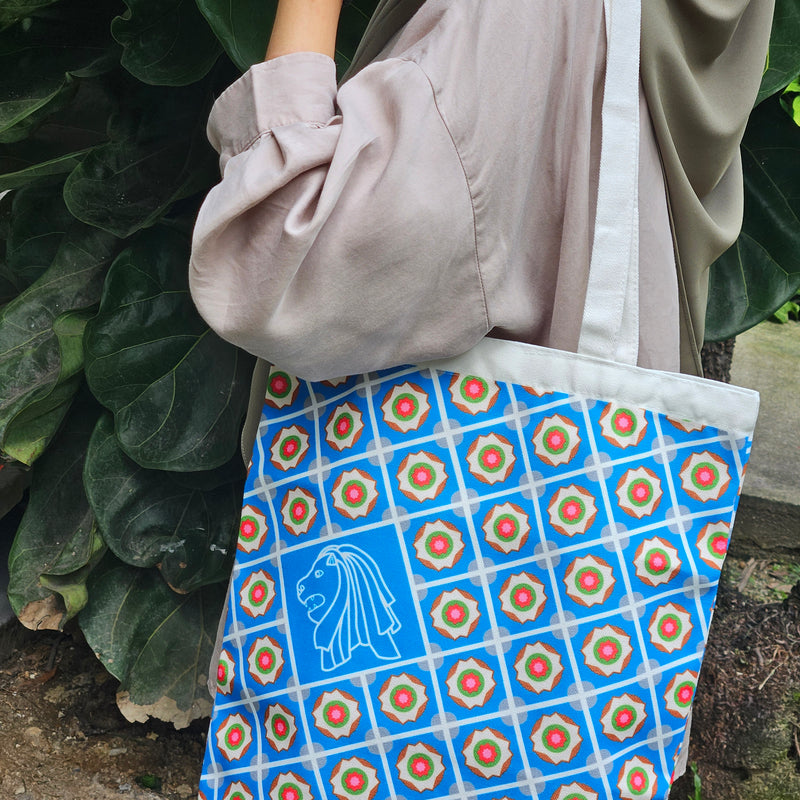 Peranakan Tote Bag - Blue